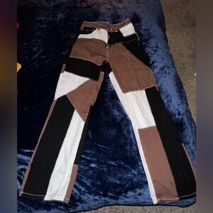 SHEIN ICON brown high waist cut and sew Jeans